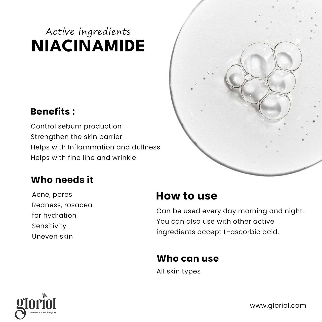 Gloriol B3 Niacinamide + Zinc