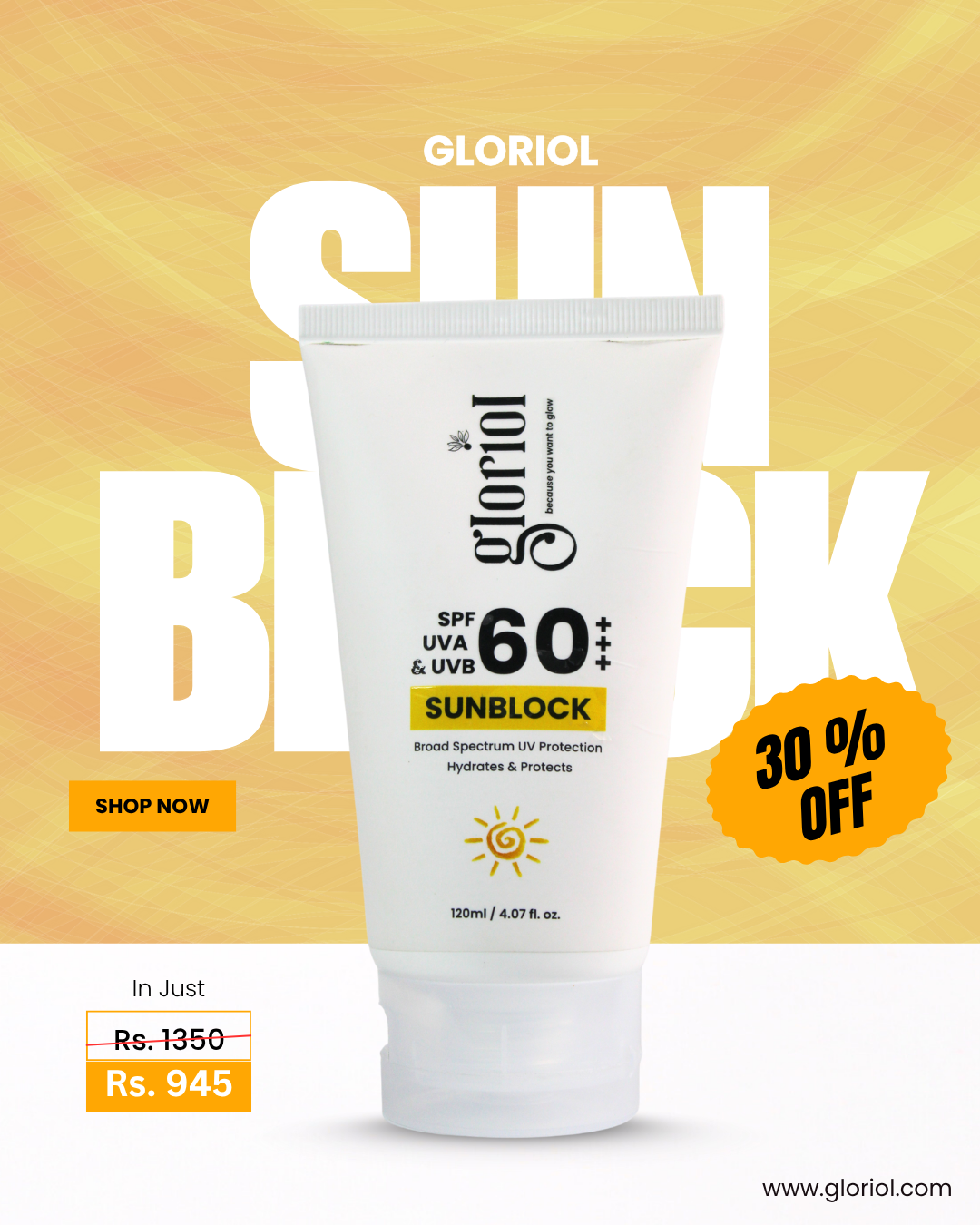 Gloriol SPF 60++ Sunblock 120ml