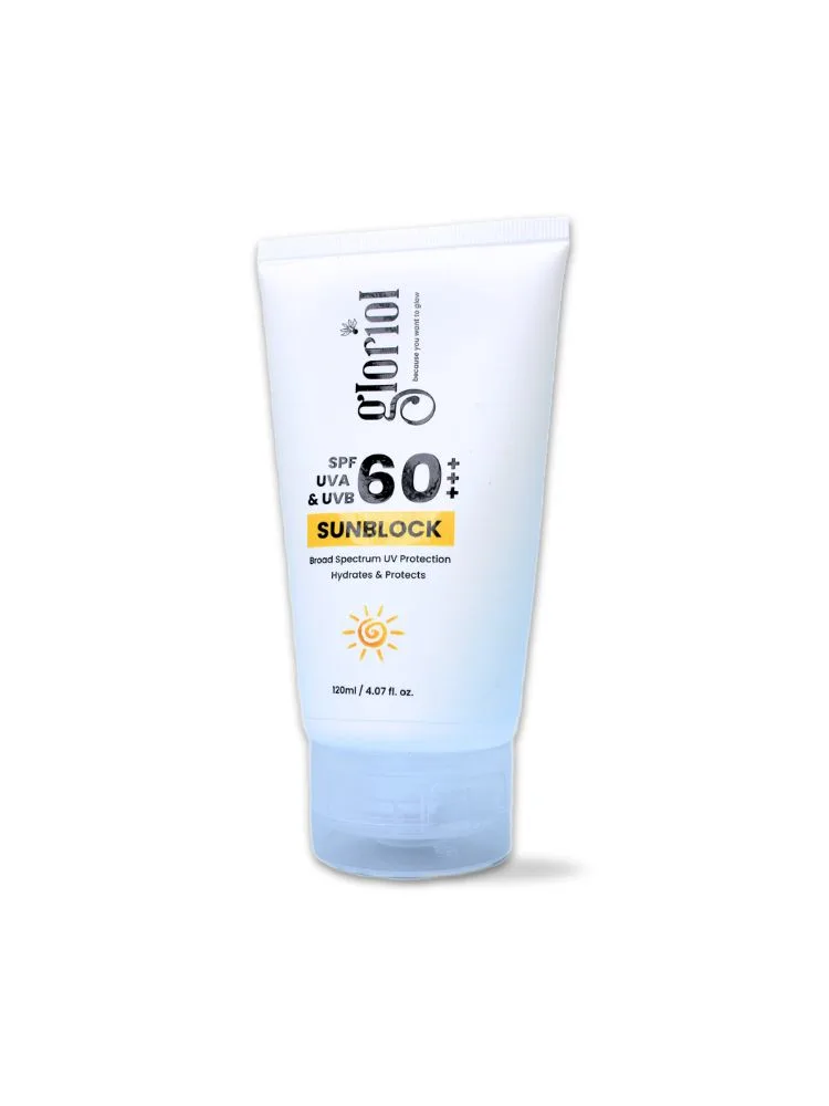 Gloriol SPF 60++ Sunblock – Broad Spectrum UVA & UVB Protection, 120ml