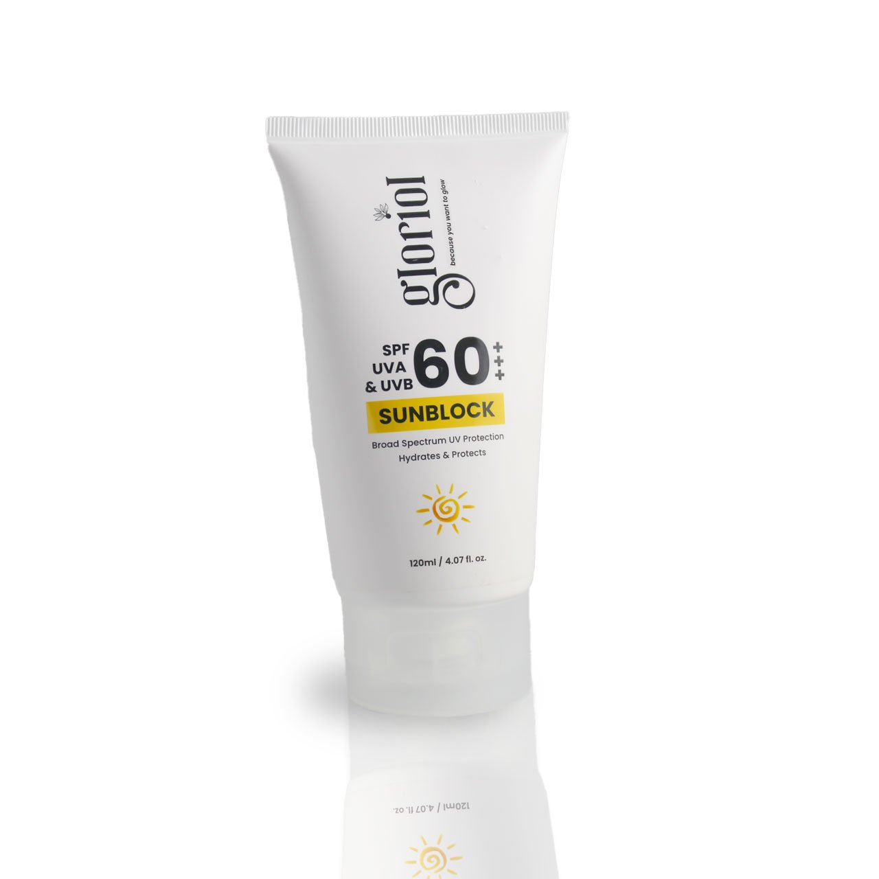 Gloriol SPF 60++ Sunblock – Broad Spectrum UVA & UVB Protection, 120ml